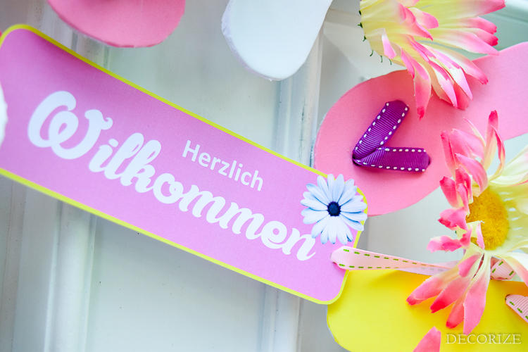 Willkommen-Schild für Türkranz