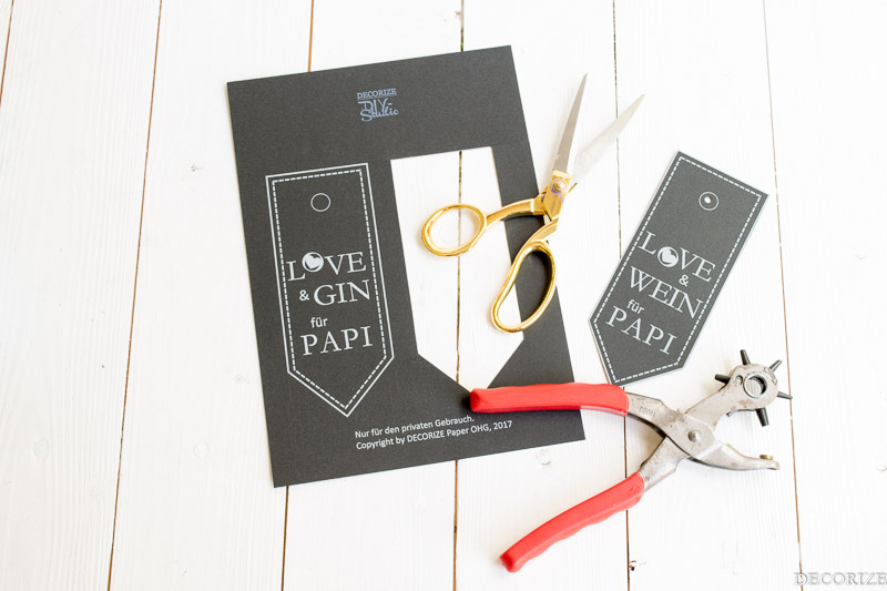Love & Gin für Papi - DIY Flaschenverpackung zum Vatertag