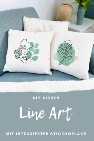 Line Art Stickvorlage zum Aufbügeln mit Bügelfolie auf Kissen. Free Download und Schritt für Schritt Anleitung